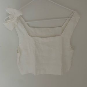 Zara Cropped Linen top with bow